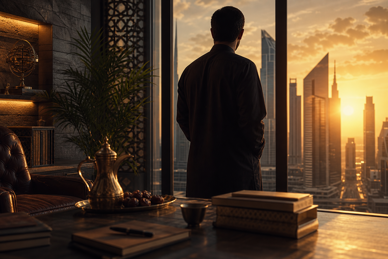 Quiet contemporary interior with natural surfaces, soft shadow, and no people present